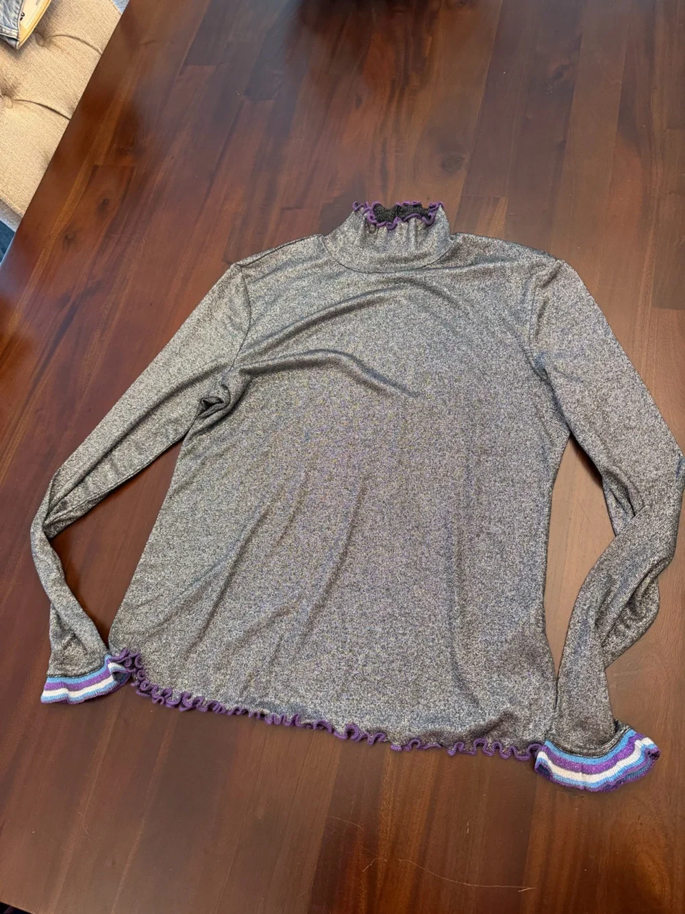 MISSONI  Margherita Missoni x Splendid Gray Shimmer Long Sleeve Knit Top - Picture 3 of 7